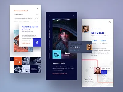 Ride-hailing and Carpool App. app app design blue car carpool clean dark design details gallery journey map mobile mobile design profile purple ride traffic trip ui