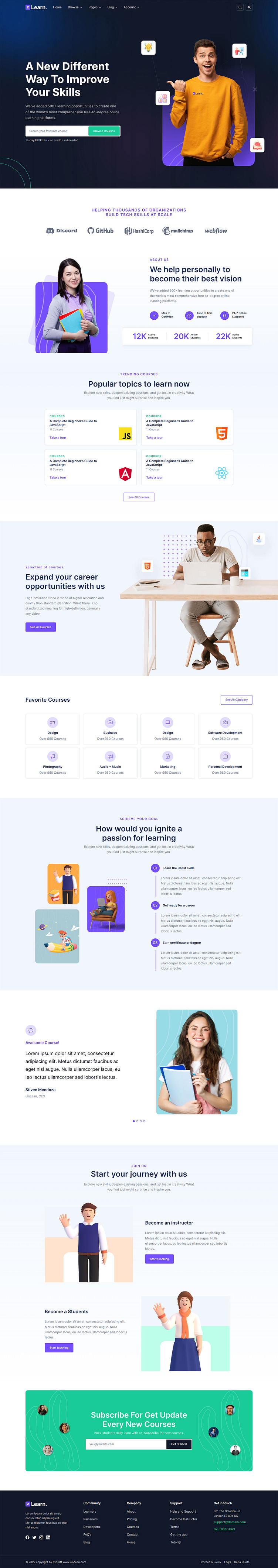 eLearn – Online Courses Bootstrap 5 Template by pxdraft on Dribbble