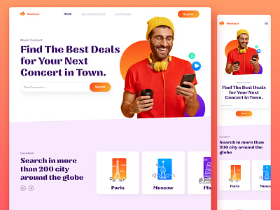 Ticket Concert Website Design figma landing page landing page design mobile ui ui design uidesign ux design web design website concept website design