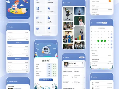 School ERP UI Kit - Freebie app ui design designer education erp erp software iphone learning online product product details school screen ui ui design ui ux ux video call