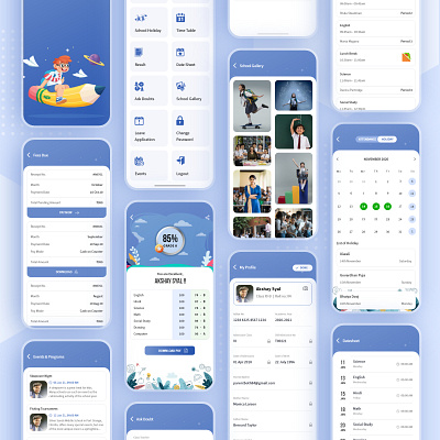 School ERP UI Kit - Freebie app ui design designer education erp erp software iphone learning online product product details school screen ui ui design ui ux ux video call