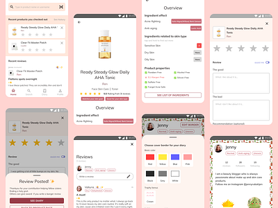 Skin Care Reviewing App app mobile app skincare ui