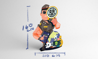 Mockup Police standy character charcter design crime police rollup standy transnational crime