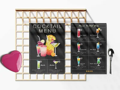Classic Cocktail Bar Menu Design Template branding design illustration logo vector
