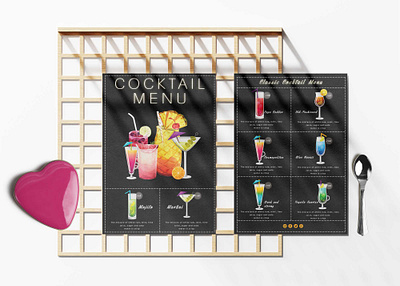 Classic Cocktail Bar Menu Design Template branding design illustration logo vector