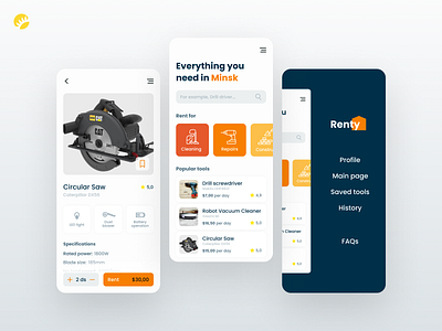 Rental Store App android app android app design app design buying design interface mobile application network online store platform design rent app tools ui user friendly ux white background
