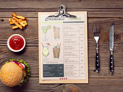 Contemporary Cocktail Menu Design Template branding design illustration logo vector