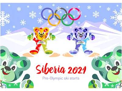 Pre-Olympic ski starts design icon illustration logo typography