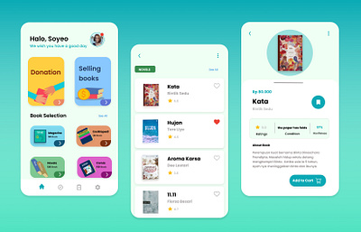 Home Screen from Book Donation App book donation app home screen interface mobile app design mockup design uidesign uxui