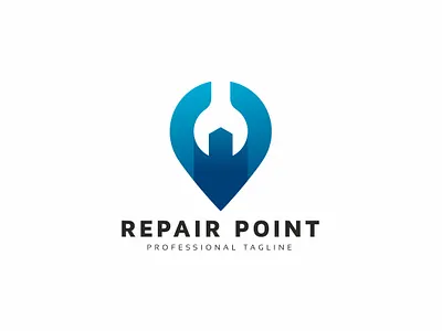 Repair Point Logo brand broken build business carpenter company construction fix help location locator logo map media point points professional repair screw screwdriver