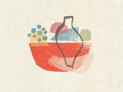 Still Life abstract digital painting procreate retro still life vase vintage