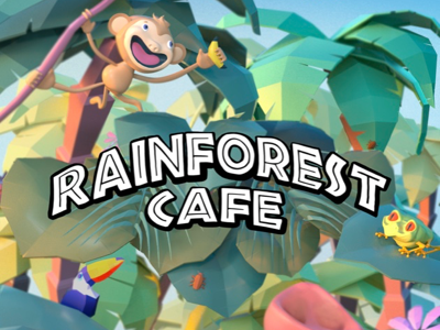 Rainforest Cafe Mock Poster 3d 3d art 3d illustration 3dartist 3dillustration 3dmodeling character childrens illustration cinema4d design digital sculpting digitalart graphic design icon illustration zbrush
