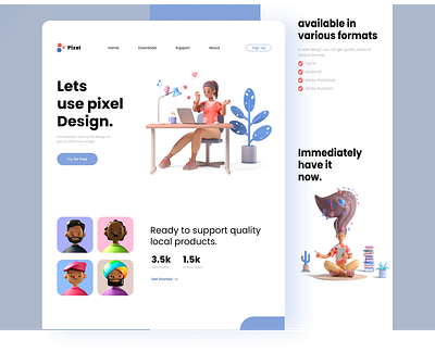 pixel - Web Design and Web Development 3d assets desaingrafis dutormasi homepage ilustrasi web design web design agency web designer web development