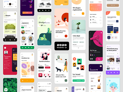 Mobile UI exploration 2020 2020 2020 design 2020 ui trends branding clean clean ui colours design download illustraor illustration minimal modern product design typography ui ui design ui set uidesign vector