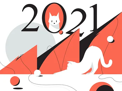 HAPPY NEW YEAR! 🐈 2021 adobe illustrator artwork cat christmas tree cute happy new year illustration newyear orange pet vector