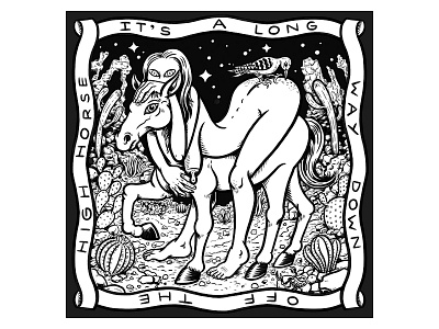 It s a Long Way Down Off The High Horse cartoon digital art drawing fine art hand lettering illustration nature personal work quirky surreal