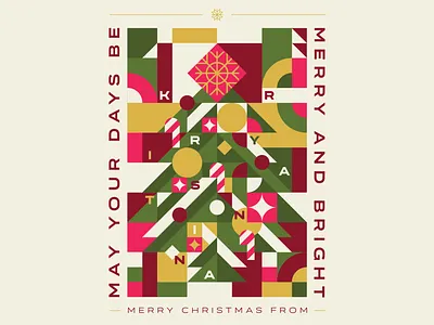 Our 2020 Christmas Card christmas tree design geometric gold illustration typography vector