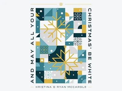 Our 2020 Christmas Card (continued) blue christmas design geometric gold illustration snow snowflakes typography vector