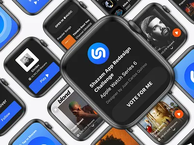 Shazam App Redesign Challenge Apple Watch Series 6 app design apple apple design apple watch astroworld darkmode don toliver drake frank ocean mac miller redesign series 6 shazam smartwatch travis scott ui ui design uiux