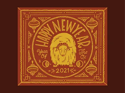 Lunar New Year 2021 chinese zodiac illustration moon new year ox