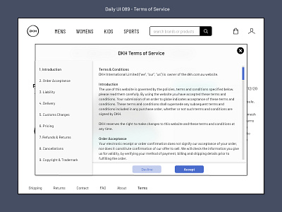 Daily UI 089 - Terms of Service 089 daily 100 daily 100 challenge dailyui e commerce shop fashion site online shop terms and conditions terms of service