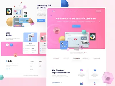 ⚡️Bolt Landing Page 3d art agency clean customers design illustration shop shopping start up ui ux web web design website