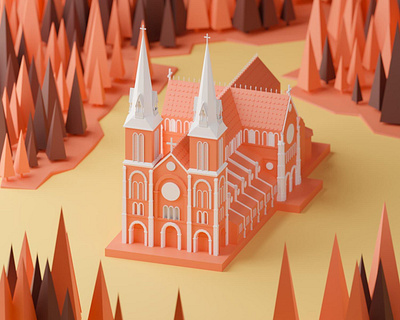 Nha tho duc ba saigon 3d art 3d ilustration blender blender3d