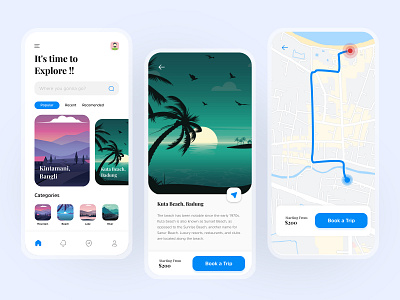 Travel App - It's time to Explore app bali illustraion indonesia map travel travelapp ui uiux