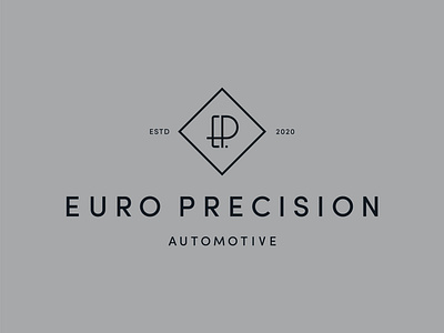 Euro Precision Automotive Logo art deco automotive brand identity branding brandmark diamond e elegant grey high end icon line logo logo design logodesign mechanic monogram p symbol workshop