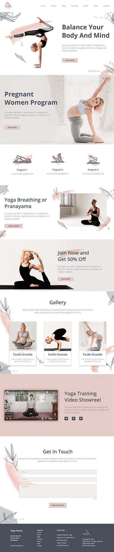 Yoga web design website wordpress design