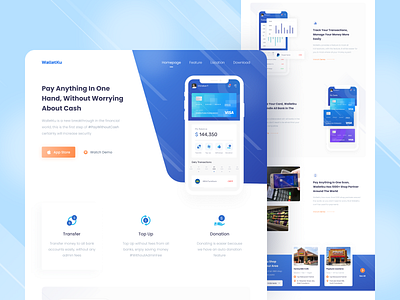 WalletKu Landing Page Exploration card chart clean clean ui finance iphone x landing page ui uiux ux website