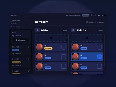 Optometrist diagnostic app ui