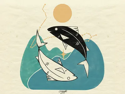 💫♓ 𝙋𝙞𝙨𝙘𝙚𝙨 ♓💫 art design graphic graphicdesign greek illustration mythology pisces sign zodiac zodiac sign