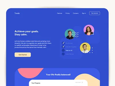 Todo App 2021 blue design hero section interface landing landing page todo todo app todolist ui ux web website