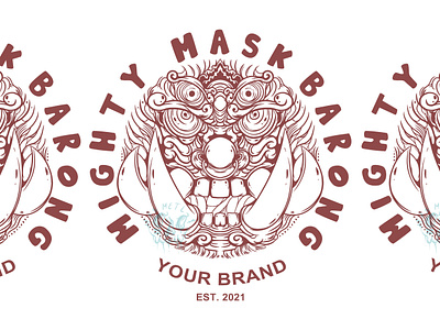 MIGHTY MASK BARONG RETRO VINTAGE amazing artwork barong brand design branding illustration japanese japanese art retro traditional illustration traditional tattoo tshirt art tshirt design unique vintage