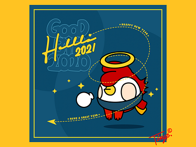 Happy New year 2020/2021 angell blue chickens color design flat flatdesign idea illustration newyear photoshop red white winter yellow