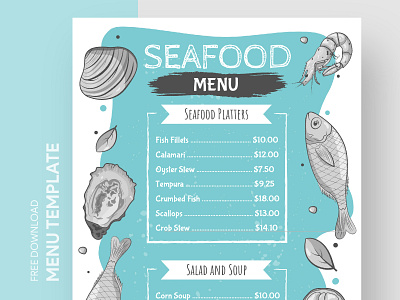 Seafood Restaurant Menu Free Google Docs Template cafe coffee design doc docs google luncheonette menu ms print printing restaurant template templates word