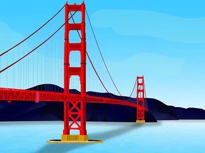 flat landscape background bridge flat illustration landscape landscape illustration minimal sea vector water