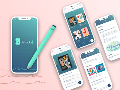 Notebooks app botebookapp classnotes cleanui dashboard design illustration lessismore mobile mobileapp notebook notetaking ui uidesign uipatterns uiux university