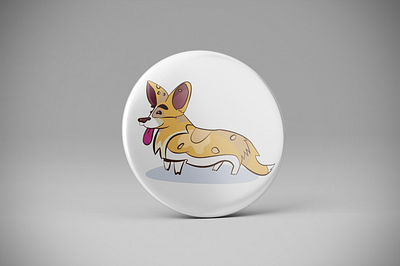 Corgi dog illustration on the badge mockup badge mockup corgi dog illustration
