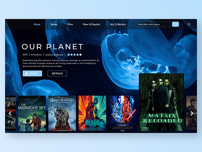 Daily UI 025 - TV app 025 daily ui daily ui 025 daily ui challenge daily ui challenge 025 dailyui interface design movie app nature neon ocean life planet earth tv tv app tv shows ui challenge ui design uiux web ui