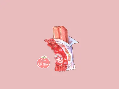 Kitkat Snack cute digital art digital illustration digitalart food food illustration food illustrator illustration kawaii kitkat pink snack sticker stickers