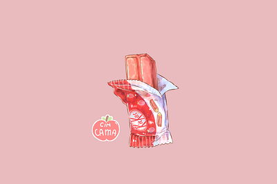 Kitkat Snack cute digital art digital illustration digitalart food food illustration food illustrator illustration kawaii kitkat pink snack sticker stickers