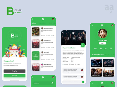 Etkinlik Burada App UI/UX Design app branding cartoon character design illustration logo ui ui design ux