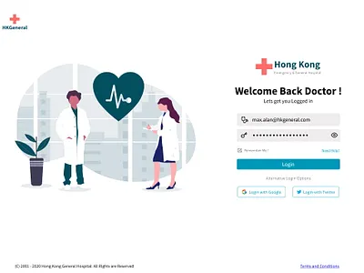 HK General Hospital - Doctor Login Page design doctor login form login page ui web