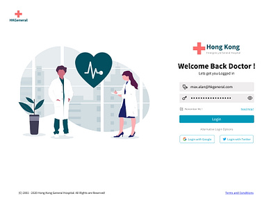 HK General Hospital - Doctor Login Page design doctor login form login page ui web