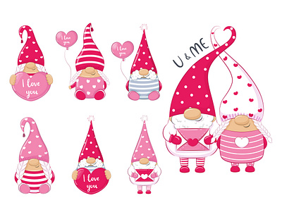 Valentine s gnomes cute gnomes illustration love valentines day vector