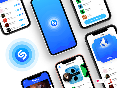 Shazam App Redesign app application blue color design landing page mobile app design mobile ui music app music player ui ux website