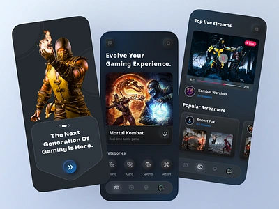 Game Store Mobile App 3d app design application dark mode design game game app game design game store game ui gamer games gaming gaming app minimal mobile app mobile ui store app streaming uiux