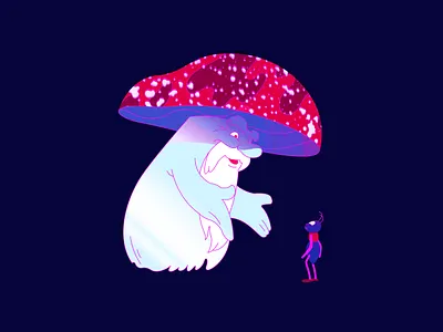 amanitagrandad 2021 adobe illustrator adobe ilustrator amanita blue fluid glitch illustration mushroom sticker trip vector wavy